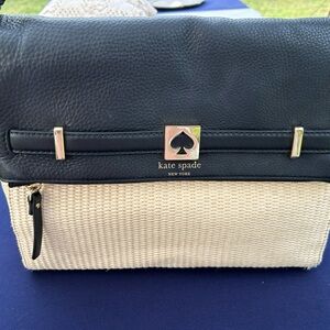 Kate Spade Black and Cream Woven Shoulder Bag